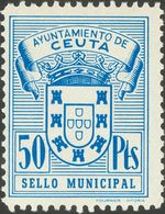 **. (1939ca). Serie Completa, Siete Valores. CEUTA. SELLO MUNICIPAL. MAGNIFICA. - Sonstige & Ohne Zuordnung