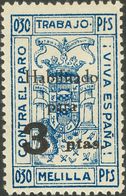 (*). (1938ca). 1'50 Pts Sobre 60 Cts Rojo Y 3 Pts Sobre 30 Cts Azul. MELILLA. MAGNIFICOS Y RAROS. (Allepuz 14, 16 Y Feso - Sonstige & Ohne Zuordnung