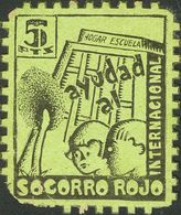 *. 1937. 5 Pts Negro Sobre Verde (faltan Varios Dientes). AYUDAD AL S.R.I. BONITA Y RARISIMA. (Allepuz 1148, Domenech 44 - Sonstige & Ohne Zuordnung