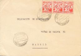 Sobre . 1937. 10 Cts Rojo AYUDAD AL S.R.I., Tres Sellos. ALMODOVAR DEL CAMPO (CIUDAD-REAL) A MADRID. Al Dorso Indicación - Autres & Non Classés