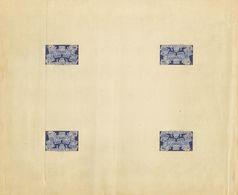 (*)NE31C. 1945. Pliego Con Impresión Del 5 Cts Azul De La Hoja Bloque NO EMITIDA, En Parejas CAPICUA Sobre Papel Listado - Autres & Non Classés