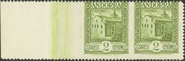 **15sphi. 1929. 2 Cts Verde Oliva, Pareja. SIN DENTAR ENTRE LOS SELLOS Y MARGEN IZQUIERDO. MAGNIFICA Y RARA. Edifil 2013 - Andere & Zonder Classificatie