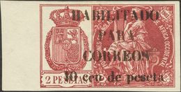 *26J. 1904. 10 Cts Sobre 2 Pts Carmín, Borde De Hoja. MAGNIFICO Y MUY RARO. Cert. CEM. Edifil 2018: 1.350 Euros - Andere & Zonder Classificatie