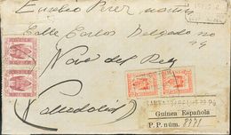 Sobre . 1940. Sellos Fiscales De Guinea De 25 Cts Rojo Y 1'25 Pts Violeta, En Parejas. Paquete Postal Certificado De SAN - Altri & Non Classificati