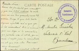 Sobre . 1925. Tarjeta Postal Circulada De T'ZENIN A BARCELONA. Marca De Franquicia REGTO DRAGONES DE NUMANCIA / ESCUADRO - Other & Unclassified