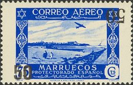 *373Ahhi. 1953. 50 Cts Sobre 75 Cts Azul. Variedad DOBLE SOBRECARGA, UNA INVERTIDA (Tipo I Arriba). MAGNIFICO Y RARISIMO - Other & Unclassified
