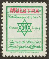 (*). 1939. 15 Cts Naranja Y 50 Cts Verde, Adheridos Sobre Cartulina Para Presentación. JUNTA DE SERVICIOS MUNICIPALES DE - Autres & Non Classés