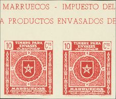 (*). (1945ca). 5 Cts Azul, 10 Cts Carmín Y 15 Cts Naranja, En Parejas. TIMBRES PARA ENVASES Y SIN DENTAR. MAGNIFICOS. - Andere & Zonder Classificatie