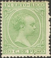 *85. 1890. 80 Ctvos Verde. MAGNIFICO. Edifil 2019: 865 Euros - Other & Unclassified