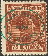 *39hcc. 1908. 15 Cts Sobre 75 Cts. Variedad ERROR DE COLOR EN LA SOBRECARGA, En Verde. MAGNIFICO. Edifil 2019: 95 Euros - Andere & Zonder Classificatie