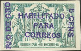 *40A/B. 1908. Conjunto De Los Dos Sellos De 5 Cts Sobre 50 Cts, Con Sobrecarga Carmín Y Violeta, Respectivamente Y Ambos - Andere & Zonder Classificatie