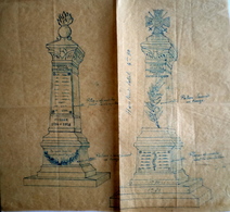Poulangy Plan Monuments Au Morts Proposé En 1920 Pour La Guerre De 14-18 Plan Sur Papier Calque Format : 26 X 24 Cm Frai - Other Municipalities