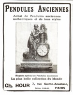 PUB PENDULES ANCIENNES   " CH. HOUR  "   1908  ( 1 ) - Relojes