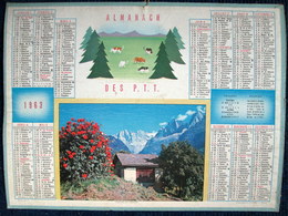 Calendrier ALMANACH PTT (POSTE TELEGRAPHE TELEPHONE) 1963 (incomplet) - Grand Format : 1961-70