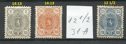 FINLAND FINNLAND 1889/90 Michel 27 A & 30 B & 31 A * - Unused Stamps