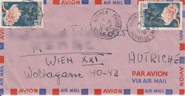 BM142 Envelope Air Mail Nouvelle Caledonie - Austria, Frankatur 2x 10F, Poststempel Noumea - Nouvelle Caledonie 1958(?), - Brieven En Documenten