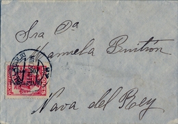 1937 , VALLADOLID - NAVA DEL REY , FRANQUEO CON SELLO PARA CHEQUES , LLEGADA AL DORSO - Briefe U. Dokumente