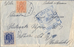 1939 , CÁDIZ , SOBRE CIRCULADO , JEREZ DE LA FRONTERA - NAVA DEL REY , MARCA DE CENSURA , MAT. AMBULANTE SOBRE TIMBRES - Briefe U. Dokumente