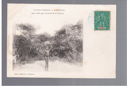 Cote D'Ivoire Jeune Fille Agni Revenant De La Marigot 1906 OLD POSTCARD - Côte-d'Ivoire