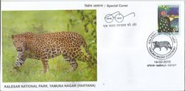 Special Cover Kalesar National Park, Leopard Threatened Species,Pictorial Cancellation Inde Indien - Asia