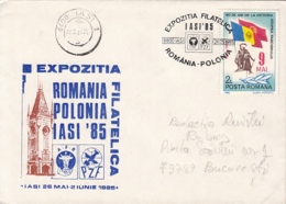 78413- ROMANIA-POLAND PHILATELIC EXHIBITION, IASI, SPECIAL COVER, 1985, ROMANIA - Briefe U. Dokumente