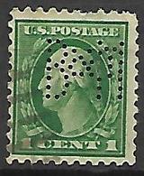 USA   -   1 Cent Vert Perforé / Perfin   BM.  Oblitéré - Perforadas