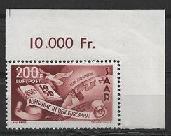 Sarre P.A. N° 13 Coin De Feuille ** Cote YT 230€ - Luchtpost