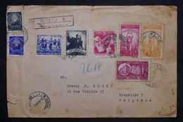 ROUMANIE - Enveloppe En Recommandé De Sibiu Pour Bruxelles En 1949 , Affranchissement Varié - L 27060 - Brieven En Documenten