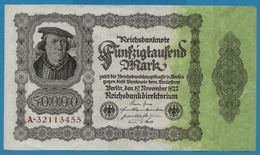 DEUTSCHES REICH 	50000 Mark 19.11.1922	No A.32113455 P# 79 ("Reichsdruck") Bürgermeister Brauweiler - 50000 Mark