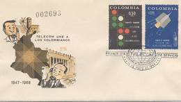Lote 1154-6F, Colombia, 1968, SPD-FDC, 20 Años De Telecom, Telecommunications, Space - Colombia