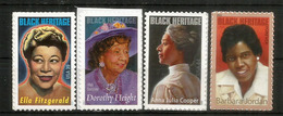 USA: Célébrités Americaines (Black Heritage) Ella Fitgerald,Barbara Jordan,Anna Julia Cooper,etc 4 Timbres Neufs ** - Unused Stamps