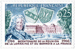 Ref. 122088 * NEW *  - FRANCE . 1966. BICENTENARY OF THE REUNION WITH FRANCE OF LORRAINE AND BARROIS. BICENTENARIO DE LA - Neufs