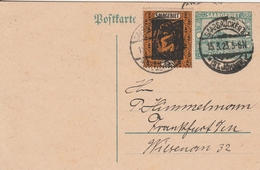 Sarre Entier Postal Saarbrücken Pour L'Allemagne 1923 - Postwaardestukken