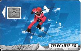 CARTE-PUBLIC-F132A-50U-SC4 An-Trou 6-12/90-SKIEUR 1-5 Impacts-22199-Reste 44U-UTILISEE-  TBE - 1990