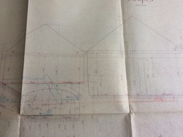 Tracé De Géomètre / Coupes (échelle 0m02 P.m.) 1945 (92x42 Cm) - Architecture