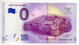 2018-1 BILLET TOURISTIQUE FRANCE 0 EURO SOUVENIR N°UEGC000448 FORT DE SALSES - Private Proofs / Unofficial