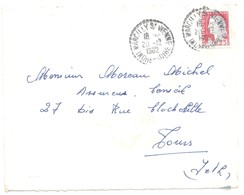 MARCILLY S/ VIENNE Indre Et Loire Lettre 25c Decaris Yv 1263  Ob 20 12 1962 FB04 Recette Distribution Lautier B8 - Lettres & Documents