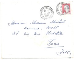 MARCILLY S/ VIENNE Indre Et Loire Lettre 25c Decaris Yv 1263  Ob 20 12 1962 FB04 Recette Distribution Lautier B8 - Covers & Documents