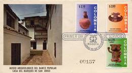 Lote 1272-1-4F, Colombia, 1973, SPD-FDC, Ceramicas Precolombinas, Indigenous Themes, Crafts - Kolumbien