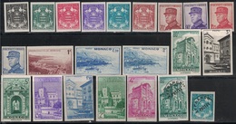 MONACO - ENSEMBLE NON DENTELE DE 22 TIMBRES DE MONACO ENTRE 1937 ET 1939. - Neufs