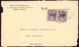 JAPAN OSAKA 1913 TAZAWA Yt JP 123 Mi JP 105 To Switzerland Neuchatel Owari Company - Storia Postale