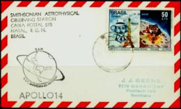 SPACE- APOLLO14-SMITHSON ASTROPHYSICAL OBSERVING STATION BRASIL-POST CARD POSTED TO GERMANY-SCARCE-SM-25 - Sud America