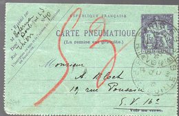Carte Pneumatique Entier Postal Type Chaplain 1f50 Cachet De  1928 (PPP17962) - Pneumatic Post