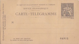C Carte-Télégramme Chaplain 30c Noir (sans Plan) 1896 B8 Neuf - Pneumatiques