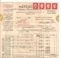 NANTES  Bande De 50c X 4  MARIANNE DE DULAC / Nov  1945 / Sur Facture HUTCHINSON - 1944-45 Maríanne De Dulac