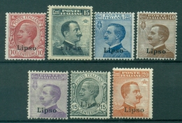 V9231 ITALIA OCCUPAZIONI EGEO LIPSO 1912-22 Sovrastampati, MH*, Val. Cat. € 84, Buone Condizioni (MC) - Egeo (Lipso)