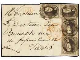 BELGICA. Of.6 (4). 1852. LOUVAIN To FRANCE. Entire Letter Franked With Four  10 Cts.  Brown. - Sonstige & Ohne Zuordnung