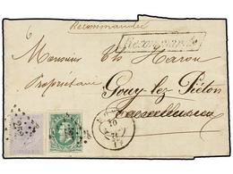 BELGICA. Of.18, 30. 1871. MONS To GUY LES PIETON. Folded Letter Franked With  10 Cts.  Green And  20 Cts.  Blue Stamps,  - Otros & Sin Clasificación