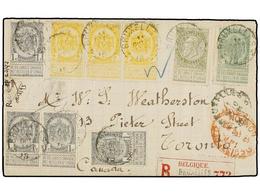 BELGICA. Of.53 (4), 54 (3), 56, 59. 1893. BRUXELLES To CANADA. Wrapper Franked With Four  1 Cto.  Grey, Three  2 Cts.  Y - Altri & Non Classificati