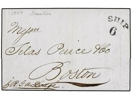 BRASIL. 1854. PERNAMBUCO To BOSTON. Entire Letter With  SHIP/6  Mark On Arrival. - Altri & Non Classificati